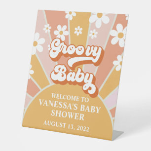 Signe De Table Baby shower Sunshine Retro pour bébé super Bienven