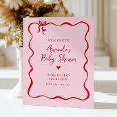 Signe De Table Baby shower Valentine rose et rouge Bow Affiche de