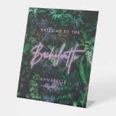 Signe De Table Bachelorette de néon violet clair moderne  (Recto)