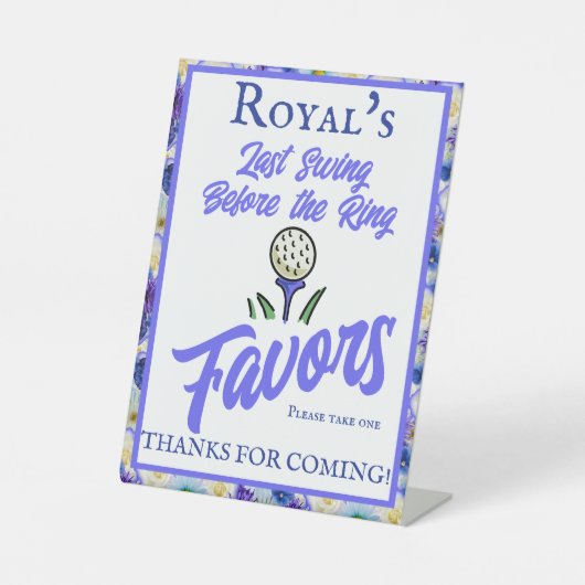 Signe De Table Bachelorette Party Fête des mariées Golf Blue Flor (Recto)