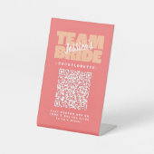 Signe De Table Bachelorette QR Code Acheter Drink Team Bride Peac (Recto)