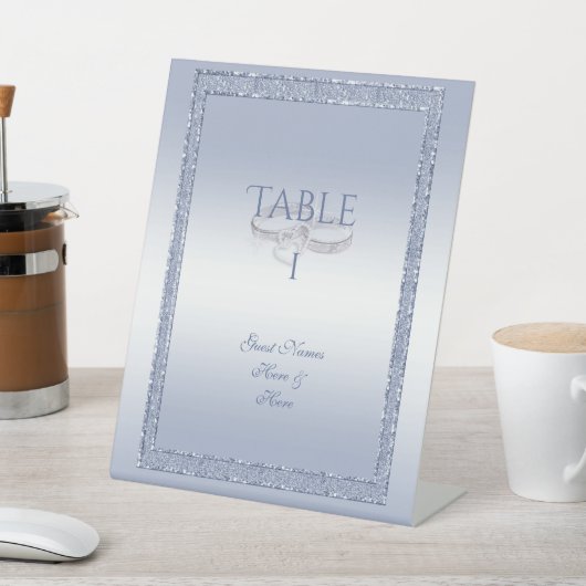 Signe De Table Bagues de mariage Pervenche Pailleté & Argent (In SItu)