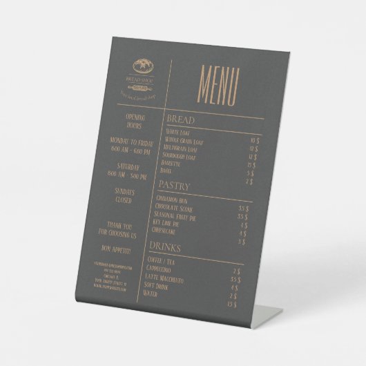Signe De Table Bakery Small Caffee Table Menu Pedestal Sign (Recto)