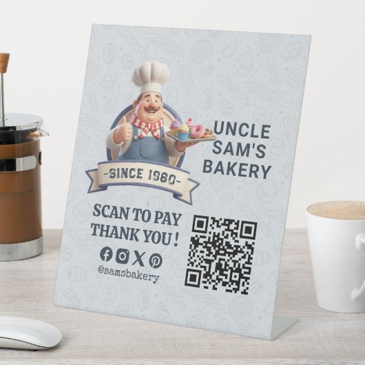 Signe De Table Bakery Store Pastry Cake Baker QR Code Pay Here (In SItu)