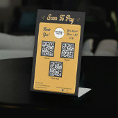 Signe De Table Balayage Black Gold moderne pour payer les codes Q