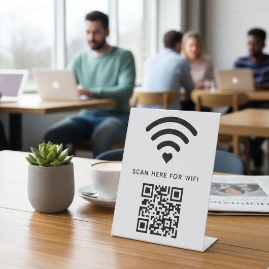 Signe De Table Balayage de code QR Wifi pour connecter auto-adhés