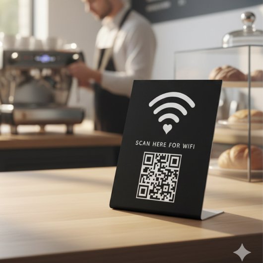 Signe De Table Balayage de code QR Wifi pour connecter auto-adhés