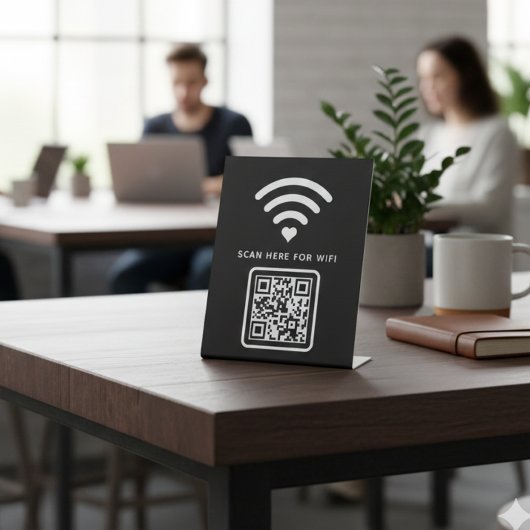 Signe De Table Balayage de code QR Wifi pour connecter auto-adhés