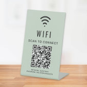 Signe De Table Balayage de code QR Wifi Pour Connecter Sage Green