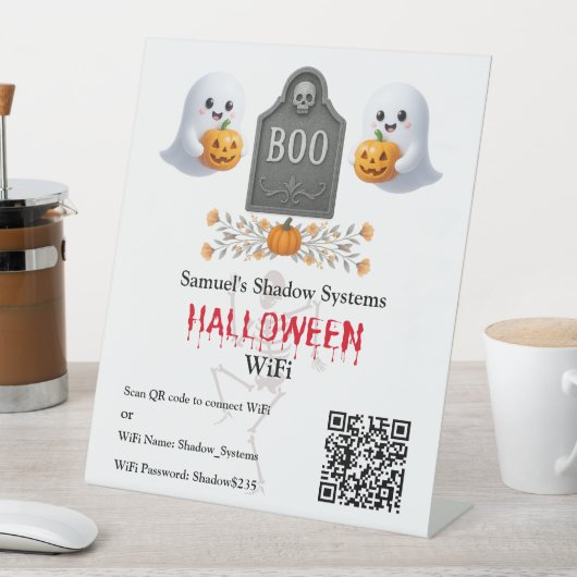 Signe De Table Balayage du code QR Wifi d'Office Halloween pour s (In SItu)