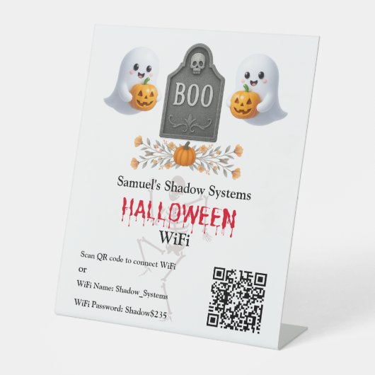 Signe De Table Balayage du code QR Wifi d'Office Halloween pour s (Recto)