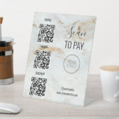 Signe De Table Balayage en marbre pour payer QR Code Logo Salon s (In SItu)