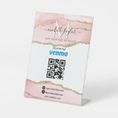 Signe De Table Balayage moderne pour payer Venmo QR code Monogram (Recto)