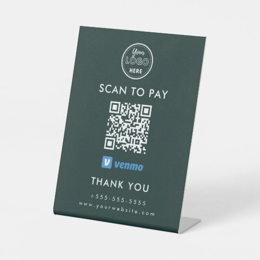 Signe De Table Balayage professionnel de code Venmo QR pour payer (Recto)