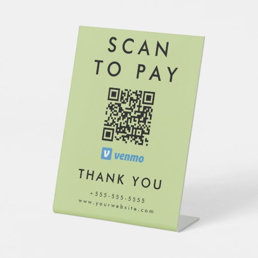 Signe De Table Balayage professionnel pour payer Venmo QR Code Li (Recto)
