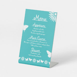 Signe De Table Balises et papillons au cordon bleu turquoise