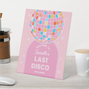 Signe De Table Balle moderne Retro Rose Disco Bachelorte Bienvenu