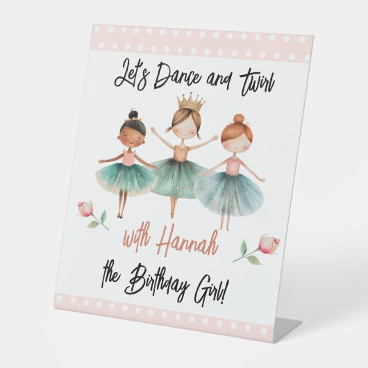 Signe De Table Ballerina Ballet fille d'anniversaire (Recto)