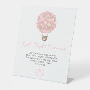 Signe De Table Ballons à air chaud rose Diaports tard la nuit
