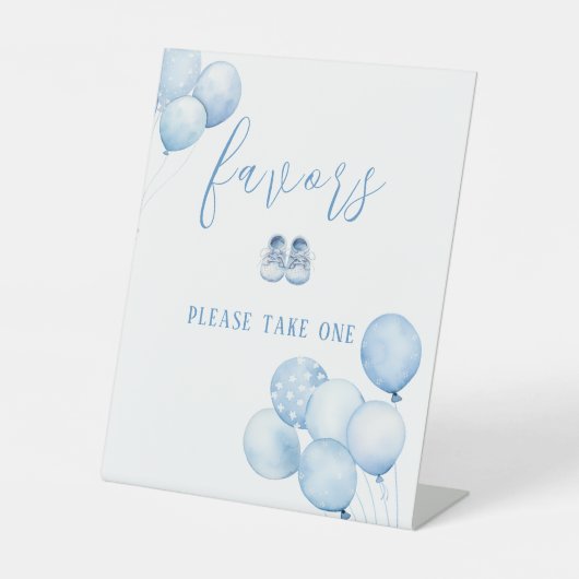 Signe De Table Ballons Bleus Baby shower Faveurs Cachet (Recto)