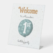 Signe De Table Ballons Bleus Bleu Bleu Bleu Bel Accueil 1er anniv (Recto)