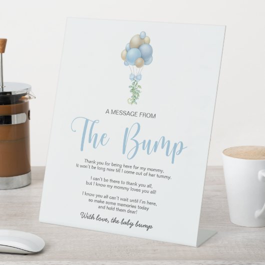 Signe De Table Ballons Bleus Un Message De Bébé (In SItu)