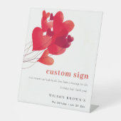 Signe De Table Ballons de coeur rouge mignon fête d'anniversaire (Recto)