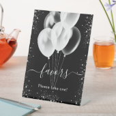 Signe De Table Ballons de fête à paillettes argentées noires (In SItu)