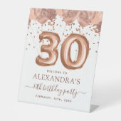 Signe De Table Ballons d'or rose 30e fête d'anniversaire (Recto)