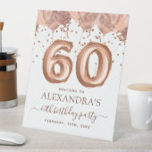 Signe De Table Ballons d'or rose 60e fête d'anniversaire (In SItu)