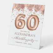 Signe De Table Ballons d'or rose 60e fête d'anniversaire (Recto)