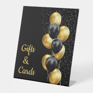 Signe De Table Ballons Noir Or Chic Cadeaux et Cartes d'anniversa