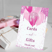 Signe De Table Ballons roses cartes d'invité blanc cadeaux