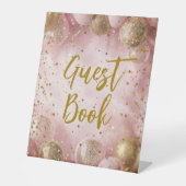 Signe De Table Ballons roses et or doux 16 moderne (Recto)