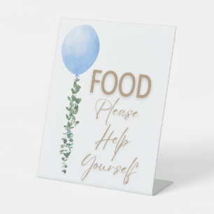 Signe De Table Balloon bleu Aquarelle Garçon Baby shower Piédesta