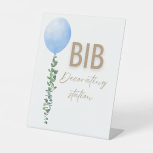 Signe De Table Balloon bleu Aquarelle Garçon Baby shower Piédesta