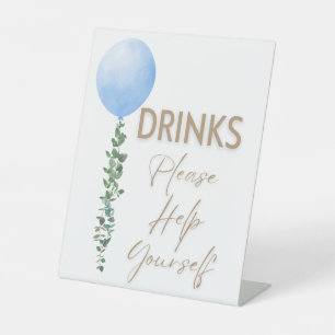 Signe De Table Balloon bleu Aquarelle Garçon Baby shower Piédesta