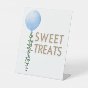 Signe De Table Balloon bleu Aquarelle Garçon Baby shower Piédesta