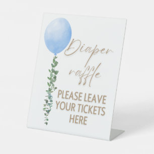 Signe De Table Balloon bleu Aquarelle Garçon Baby shower Piédesta