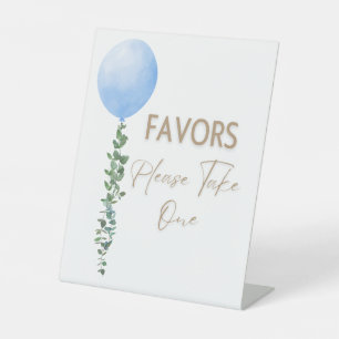Signe De Table Balloon bleu Aquarelle Garçon Baby shower Piédesta
