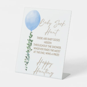 Signe De Table Balloon bleu Aquarelle Garçon Baby shower Piédesta