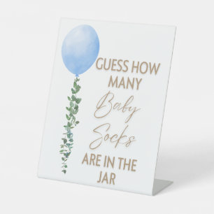Signe De Table Balloon bleu Aquarelle Garçon Baby shower Piédesta