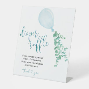 Signe De Table Balloon Eucalyptus Boy Baby shower Déchets Raffin