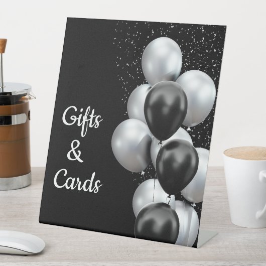 Signe De Table Balloon gris noir Chic Cartes cadeaux d'anniversai (In SItu)