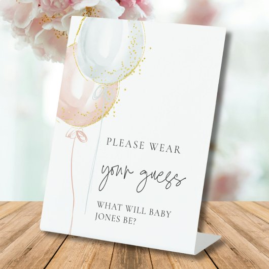 Signe De Table Balloon rose et bleu Révélation de genre Portez vo