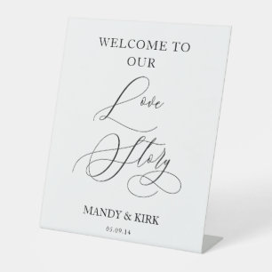 Signe De Table Bannière de mariage Bienvenue dans notre histoire