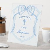 Signe De Table Baptême de crête de mât bleu clair Bienvenue (In SItu)