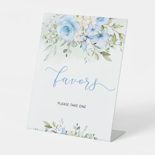 Signe De Table Baptême floral bleu élégant favorise (Recto)