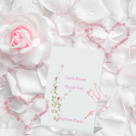 Signe De Table Baptême floral élégance délicate