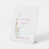 Signe De Table Baptême floral élégance délicate (Recto)